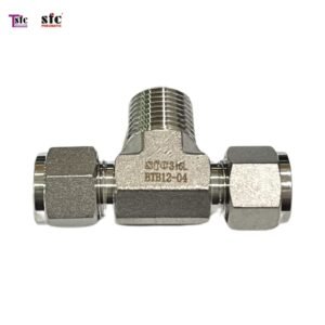 ฟิตติ้งสแตนเลสตัวที เสียบสายสองทางตาไก่ เกลียวนอก BTB