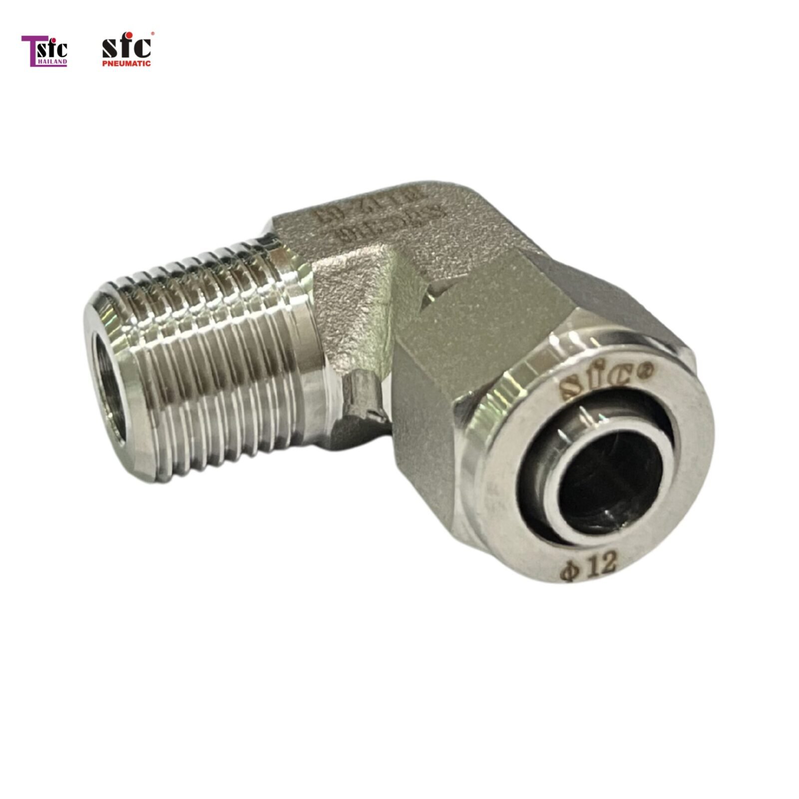 ฟิตติ้งสแตนเลส ข้องอ 90 องศา เสียบสายตาไก่ เกลียวนอก BTL