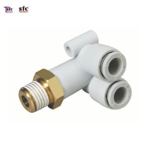 ฟิตติ้งข้องอ 90 องศา เสียบสายสองทาง เกลียวนอก KQ2LU