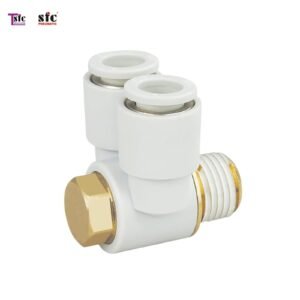 ฟิตติ้งข้องอ 90 องศา เสียบสายสองทาง อุดหน้า เกลียวออกหลัง KQ2Z