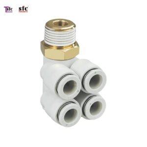 ฟิตติ้งข้องอ 90 องศา เสียบสายสี่ทาง เกลียวนอก KQ2ZD