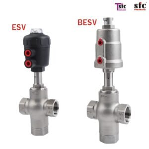 AIR CONTROLLED THREE WAY Angle Seat valves ESV/BESV