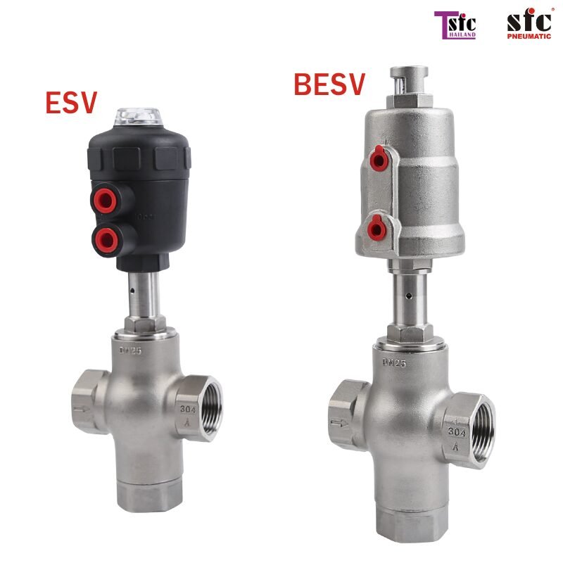 AIR CONTROLLED THREE WAY Angle Seat valves ESV/BESV