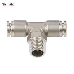 ฟิตติ้งสแตนเลสตัวที เสียบสายสองทาง เกลียวนอก STB
